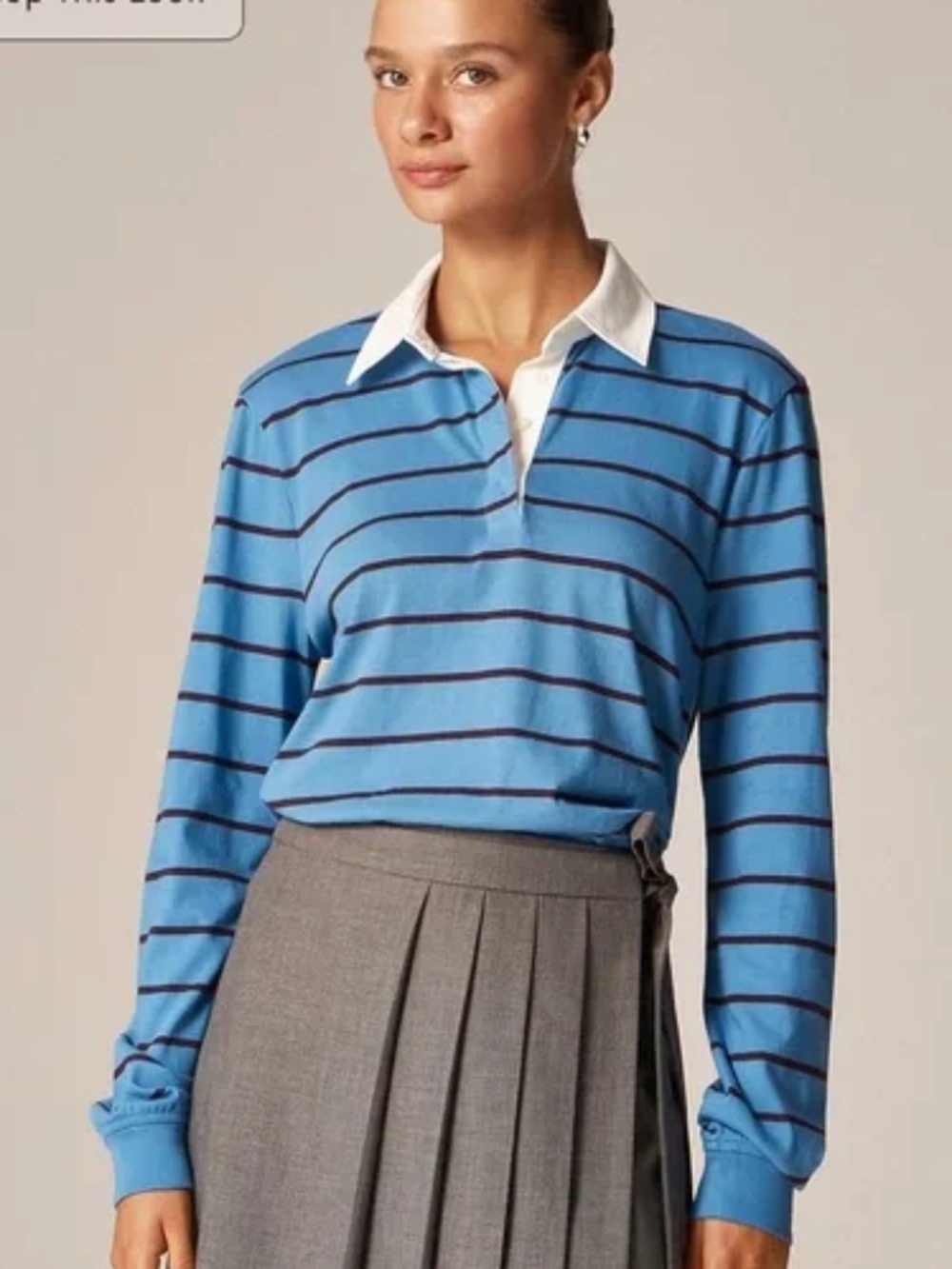 NWT J. Crew Vintage Jersey Rugby Polo T-shirt in Blue Stripe - S